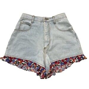 Concepts & Designs Vintage 90s High Waisted Sz 9  Mom Ruffle Denim Shorts 24 x 3